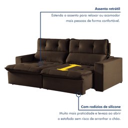 Sofá Retrátil e Reclinável 2 Lugares 200cm Beny - 3