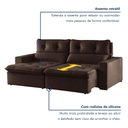 Ver imagem 5 de Sofá Retrátil e Reclinável 3 Lugares Suede Beny 200cm Marrom Suede/Marrom