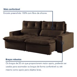 Sofá Retrátil e Reclinável 2 Lugares 200cm Beny - 5