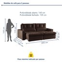Ver imagem 3 de Sofá Retrátil e Reclinável 3 Lugares Suede Beny 200cm Marrom Suede/Marrom