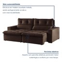 Ver imagem 6 de Sofá Retrátil e Reclinável 3 Lugares Suede Beny 200cm Marrom Suede/Marrom