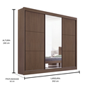 Ver imagem 3 de Guarda Roupa Mdf Cristal 3 Portas com Espelho Castanho