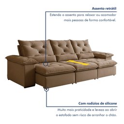 Sofá Retrátil e Reclinável 4 Lugares 270cm Londres Plus - 5
