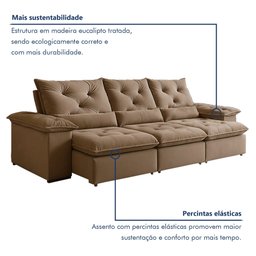 Sofá Retrátil e Reclinável 4 Lugares 270cm Londres Plus - 6