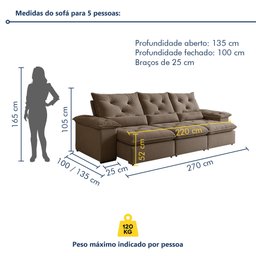 Sofá Retrátil e Reclinável 4 Lugares 270cm Londres Plus - 4