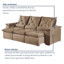 Sofá Retrátil e Reclinável 4 Lugares 270cm Londres Plus - 5