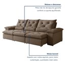 Ver imagem 6 de Sofá Retrátil e Reclinável 4 Lugares Suede Londres Plus 270cm Yescasa Bege
