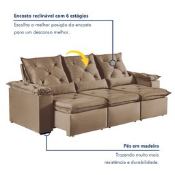 Sofá Retrátil e Reclinável 4 Lugares 270cm Londres Plus - 2