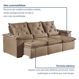 Sofá Retrátil e Reclinável 4 Lugares 270cm Londres Plus - 4