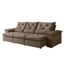 Ver imagem 3 de Sofá Retrátil e Reclinável 4 Lugares Suede Londres Plus 270cm Yescasa Bege