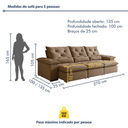 Sofá Retrátil e Reclinável 4 Lugares 270cm Londres Plus - 3
