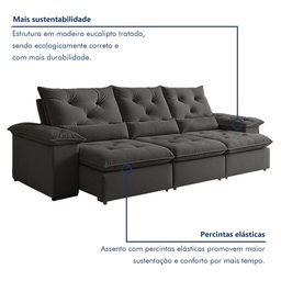 Sofá Retrátil e Reclinável 4 Lugares 270cm Londres Plus - 6