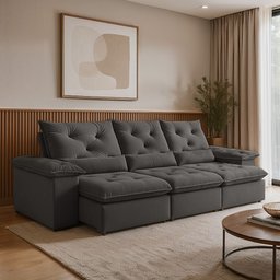 Sofá Retrátil e Reclinável 4 Lugares 270cm Londres Plus - 1