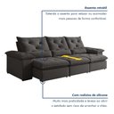Ver imagem 6 de Sofá Retrátil e Reclinável 4 Lugares Suede Londres Plus 270cm Yescasa Cinza