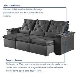 Sofá Retrátil e Reclinável 4 Lugares 270cm Londres Plus - 5