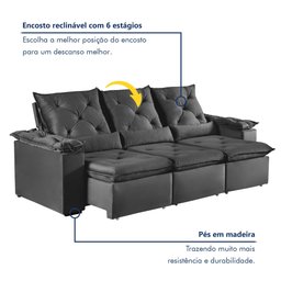 Sofá Retrátil e Reclinável 4 Lugares 270cm Londres Plus - 2