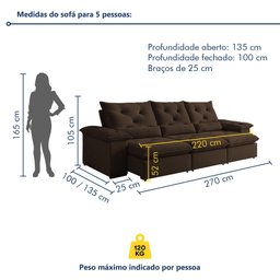 Sofá Retrátil e Reclinável 4 Lugares 270cm Londres Plus - 3