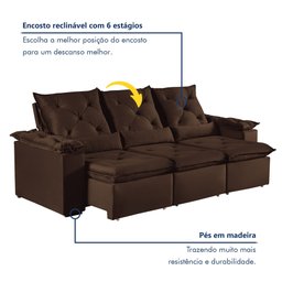 Sofá Retrátil e Reclinável 4 Lugares 270cm Londres Plus - 2