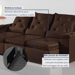 Sofá Retrátil e Reclinável 4 Lugares 270cm Londres Plus - 7