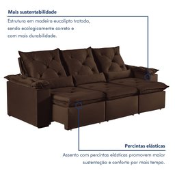 Sofá Retrátil e Reclinável 4 Lugares 270cm Londres Plus - 4