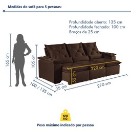 Sofá Retrátil e Reclinável 4 Lugares 270cm Londres Plus - 8