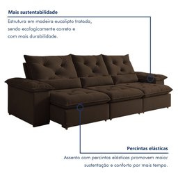 Sofá Retrátil e Reclinável 4 Lugares 270cm Londres Plus - 6