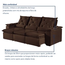 Sofá Retrátil e Reclinável 4 Lugares 270cm Londres Plus - 5