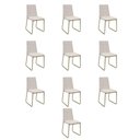 Ver imagem 1 de Kit 10 Cadeiras de Jantar Cozinha Industrial Lexa Veludo Élpis Móveis Bege Claro Dourada