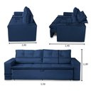 Ver imagem 3 de Sofá Retrátil e Reclinável 2 Lugares com Molas 1,50m Veronica Suede Azul