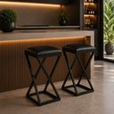 Ver imagem 1 de Kit 2 Banqueta 50 cm Moderno Cozinha Bancada Couro Sintético