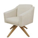 Ver imagem 2 de Poltrona Cadeira Giratória Decorativa Para Sala Estar Jantar Recepção Decoração San Diego:Corino Beg