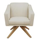 Ver imagem 1 de Poltrona Cadeira Giratória Decorativa Para Sala Estar Jantar Recepção Decoração San Diego:Corino Beg
