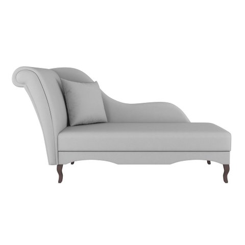 Divã Recamier Chaise Longue Valentina Clássico com Pés de Madeira Veludo Cinza Claro - Abmaza