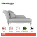 Ver imagem 3 de Divã Recamier Chaise Longue Valentina Clássico com Pés de Madeira Veludo Cinza Claro - Abmaza
