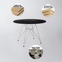 Ver imagem 3 de Mesa Jantar Redonda Preta 90Cm Com Ferro Branco Cor: Preto
