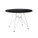 Ver imagem 1 de Mesa Jantar Redonda Preta 90Cm Com Ferro Branco Cor: Preto