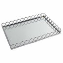 Ver imagem 1 de Bandeja Decorativa Retangular Prata com Espelho 36cm Kv0259 Btc