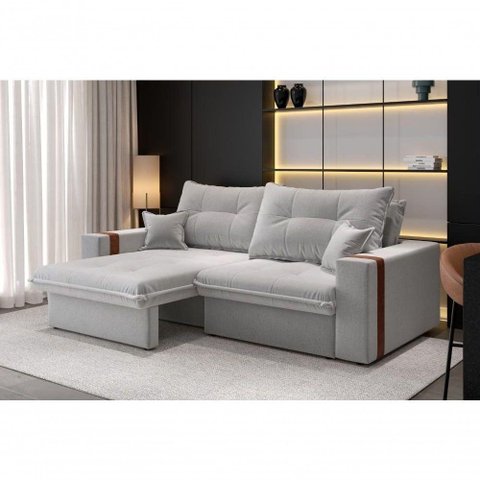 Sofá-Cama Ipanema 3 Lugares Retrátil Reclinável 200cm Creme Cia Lar