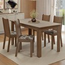 Ver imagem 1 de Conjunto Sala de Jantar Amora Mesa Tampo de Madeira 4 Cadeiras Rustic/Crema/Floral Hibiscos Madesa
