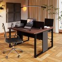 Ver imagem 1 de Plataforma Dupla 1,20 m X 1,20 m com Divisória e Caixas de Tomadas Pés Metal F5 Office Cor:Louro