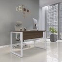 Ver imagem 1 de Escrivaninha Mesa Escritório X 150cm Industrial Walnut e Branco Marrom
