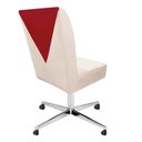 Ver imagem 2 de Kit 03 Cadeira Ana Giratória Metal Com Rodízio Suede Bege E Corino Vermelho