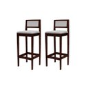 Ver imagem 2 de Kit 2 Banquetas Madeira Imbuia Pub Assento Encosto Estofados:Imbuia com Linho Prata