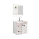 Ver imagem 3 de Conjunto de Banheiro Gabinete Suspenso 2 Gavetas com Espelheira e Cuba Gênova Branco/Off White