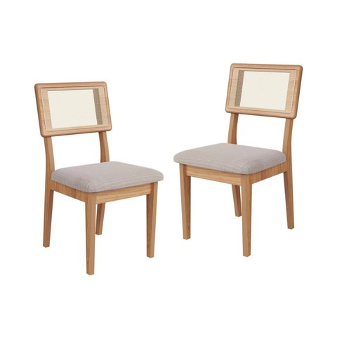 Kit 2 Cadeiras Estofadas Encosto Telado Estrutura 100% MDF Bolonha