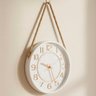 Relógio Parede Decorativo Redondo Branco com Corda Alça 30cm - 3