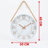 Relógio Parede Decorativo Redondo Branco com Corda Alça 30cm - 5