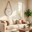 Ver imagem 2 de Relógio Parede Decorativo Redondo Branco com Corda Alça 30cm