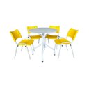 Ver mais imagens de Jogo Mesa Redonda para Restaurante Comércio com 4 Cadeiras Iso Amarela Base Branca Ecomhome