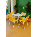 Ver imagem 1 de Jogo Mesa Redonda para Restaurante Comércio com 4 Cadeiras Iso Amarela Base Branca Ecomhome